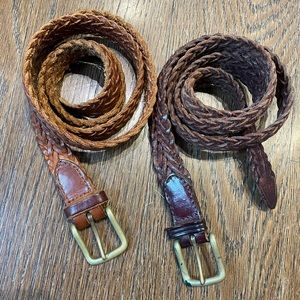 Two Leather Braided Belts